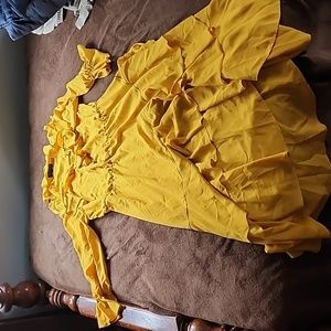 Mustard yellow flowy dress